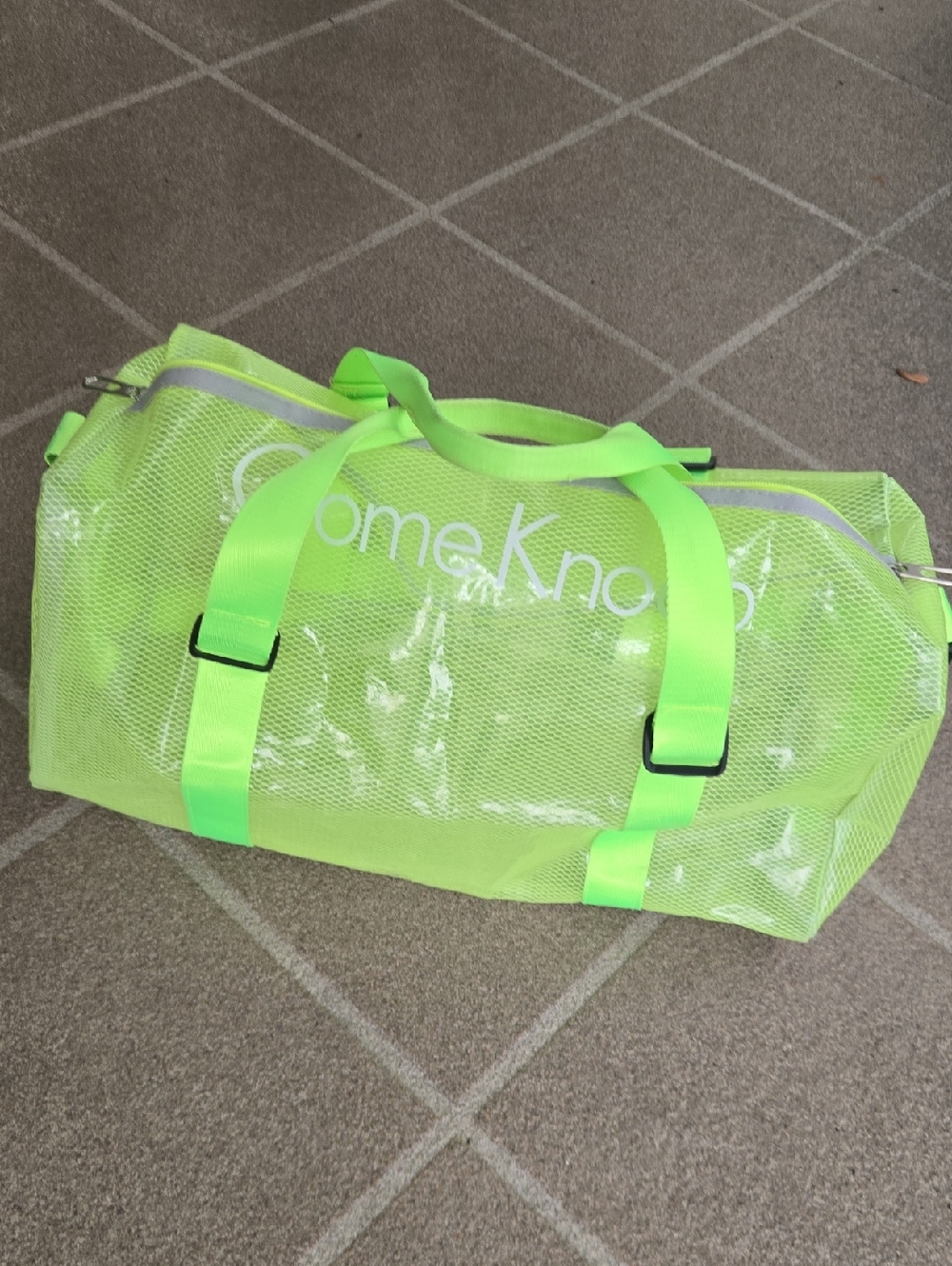 Neon Green Clear Mesh Duffle Bag | Transparent Gym Travel Bag